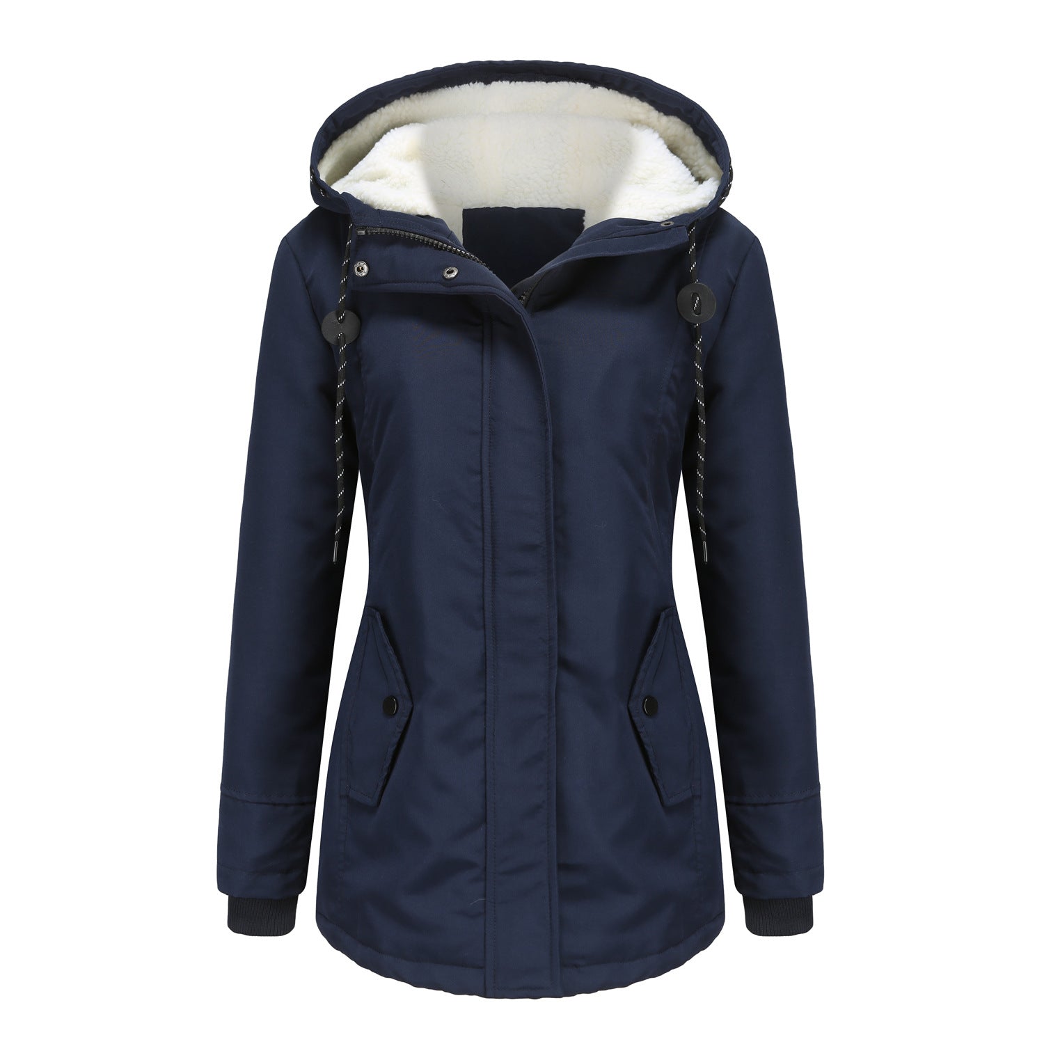 Comfortable Elegant Women's Fleece Thickened Hooded Coats