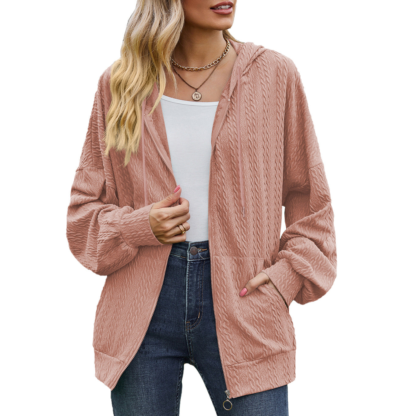 Women's Solid Color Pocket Long Sleeve Loose Sweaters