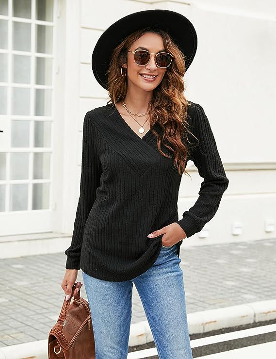 Women's Long Sleeve Casual Sunken Stripe Sweaters