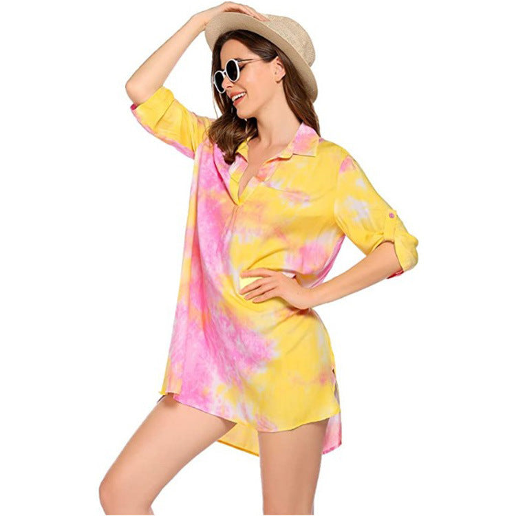 Women's Swimsuit Beach Cover Up Shirt Bikini Blouses