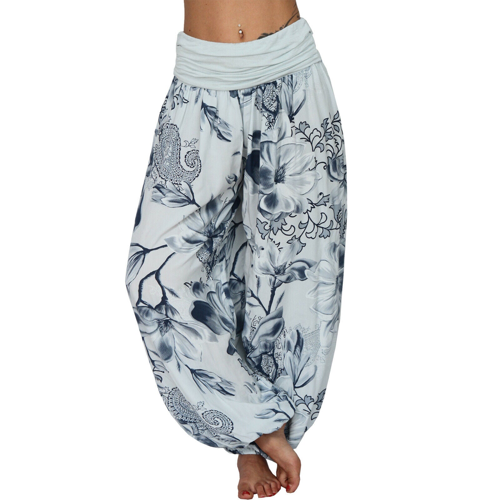 Women's Printed Loose Casual Wide-leg Trousers Pants