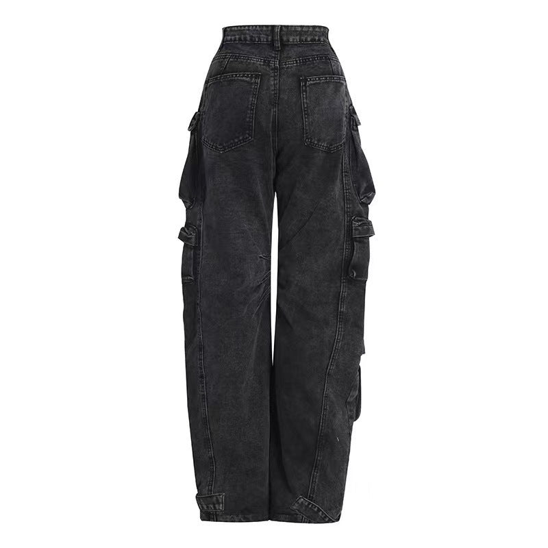 Street Hipster Fashion Smoky Gray Stitching Pants