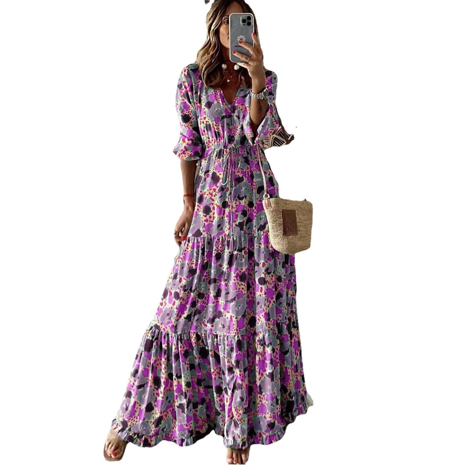 Women's Summer Temperament Vacation Printed Swing Long Dresses