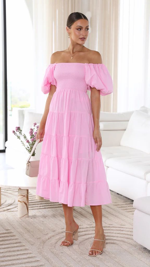 Women's Puff Sleeve Holiday Slim Looking Long Dresses