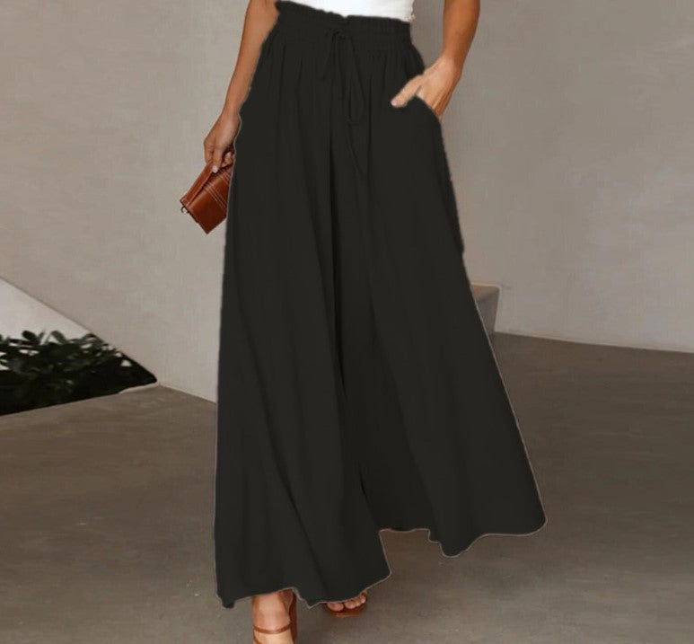 Women's Wide Leg High Waist Long Culottes Pants