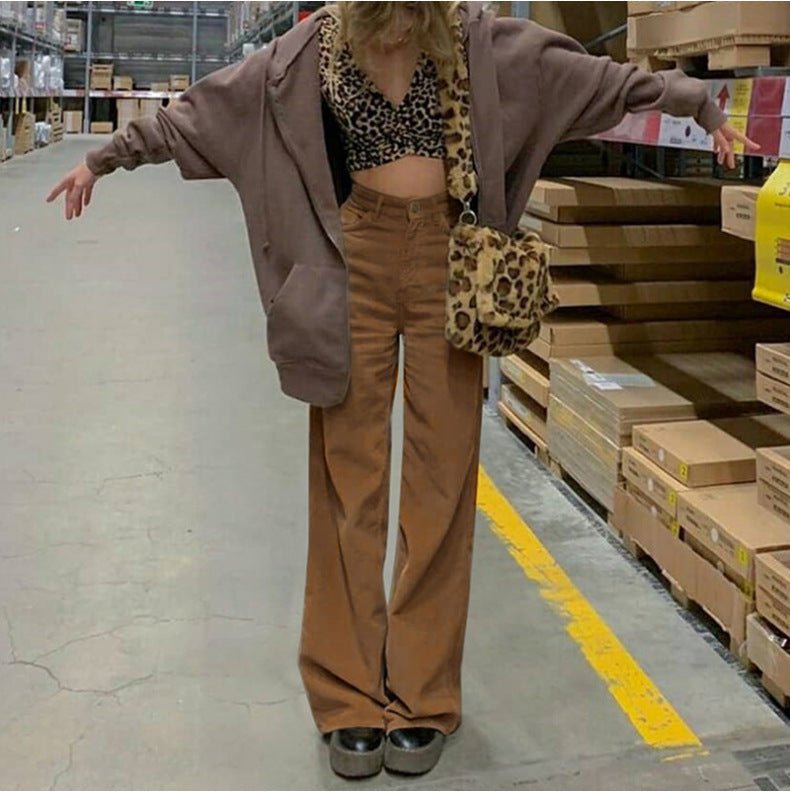 Women's Corduroy Wide Leg Casual Female Autumn Pants