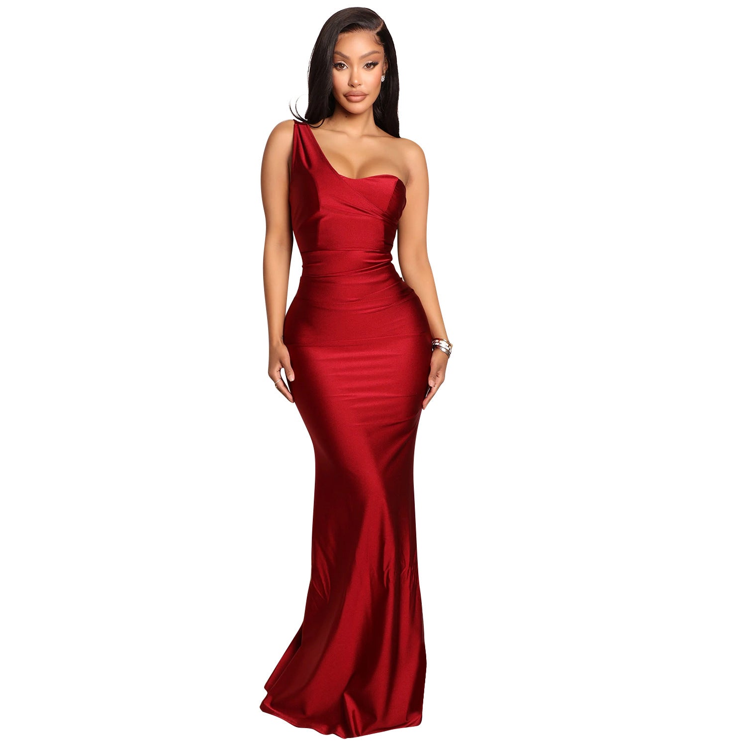 Women's Summer Fashion Sexy One-shoulder Long Dress Dresses