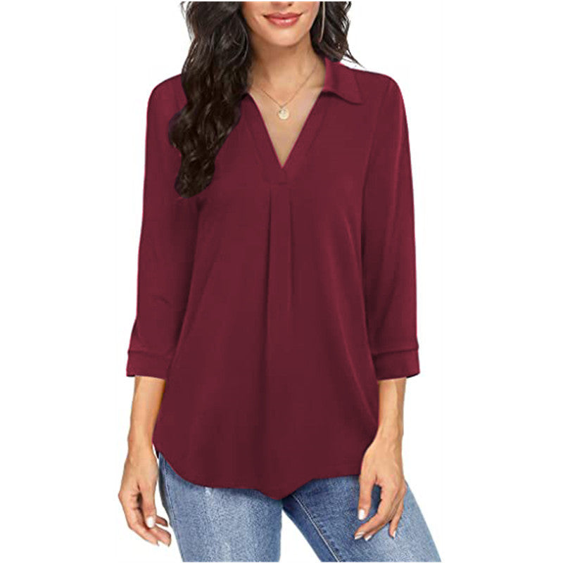 Women's Chiffon Stitching Solid Color And Sleeve Blouses