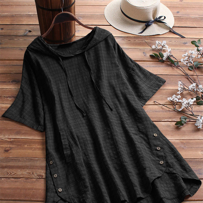 Women's Summer Sleeve Large Round Neck Loose Blouses