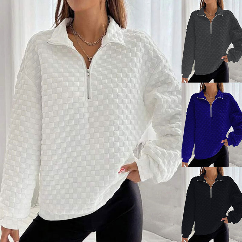 Women's Classic Versatile Knitted Texture Zipper Sweaters