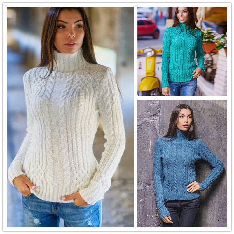 Slouchy Women's Turtleneck Fashion Slim Fit Tops