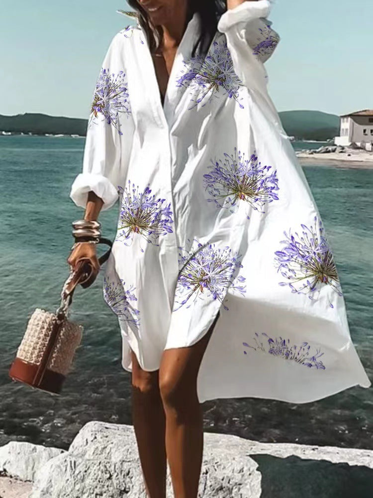 Women's Wear Loose Digital Printing Long Sleeve Dresses