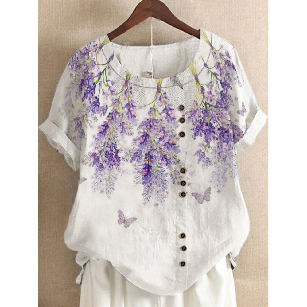 Women's Summer Retro Cotton And Linen Fashion Blouses