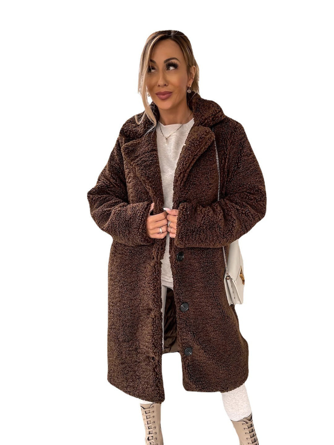 Women's Fur Long Sleeve Lapel Female Plush Coats