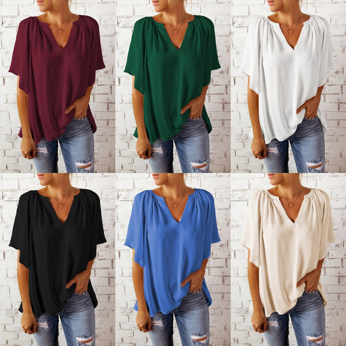 Women's Summer Loose-fitting Casual T-shirt Chiffon Shirt Blouses