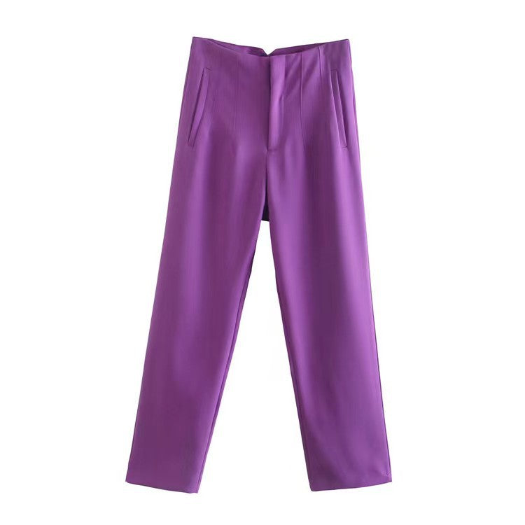 Women's Trousers Slimming Solid Color Pleating Formal Pants