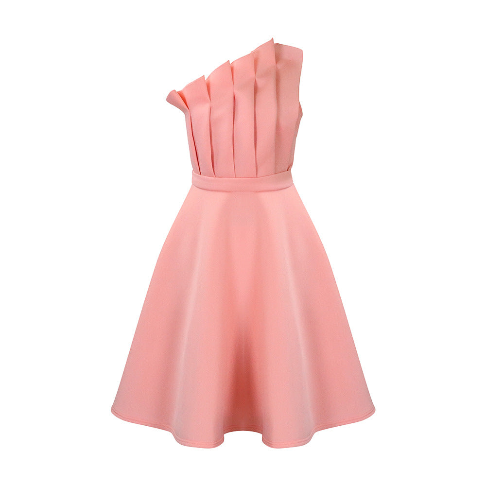 Women's Large Sexy Pleated High Waist Ruffles Banquet Dress Dresses