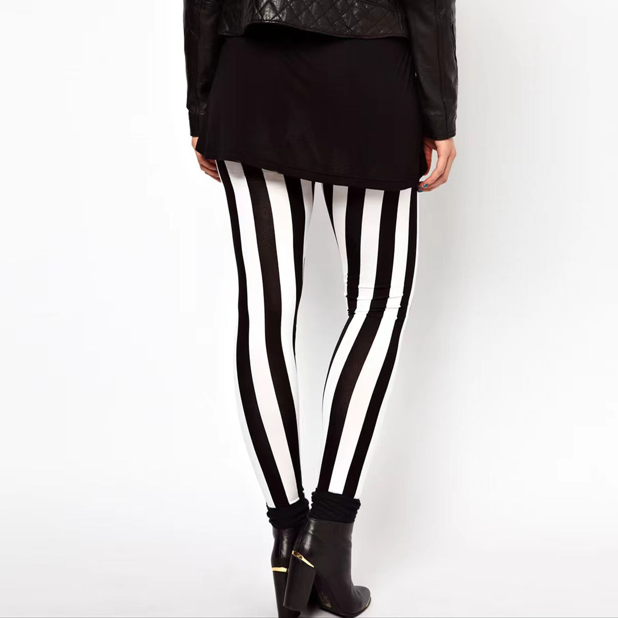 Stripes Stretch Slim Fit Milk Silk Brushed Leggings