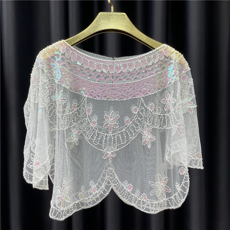 Women's Thin Dress Accessories Shoulder Yarn Pullover Sequined Coats