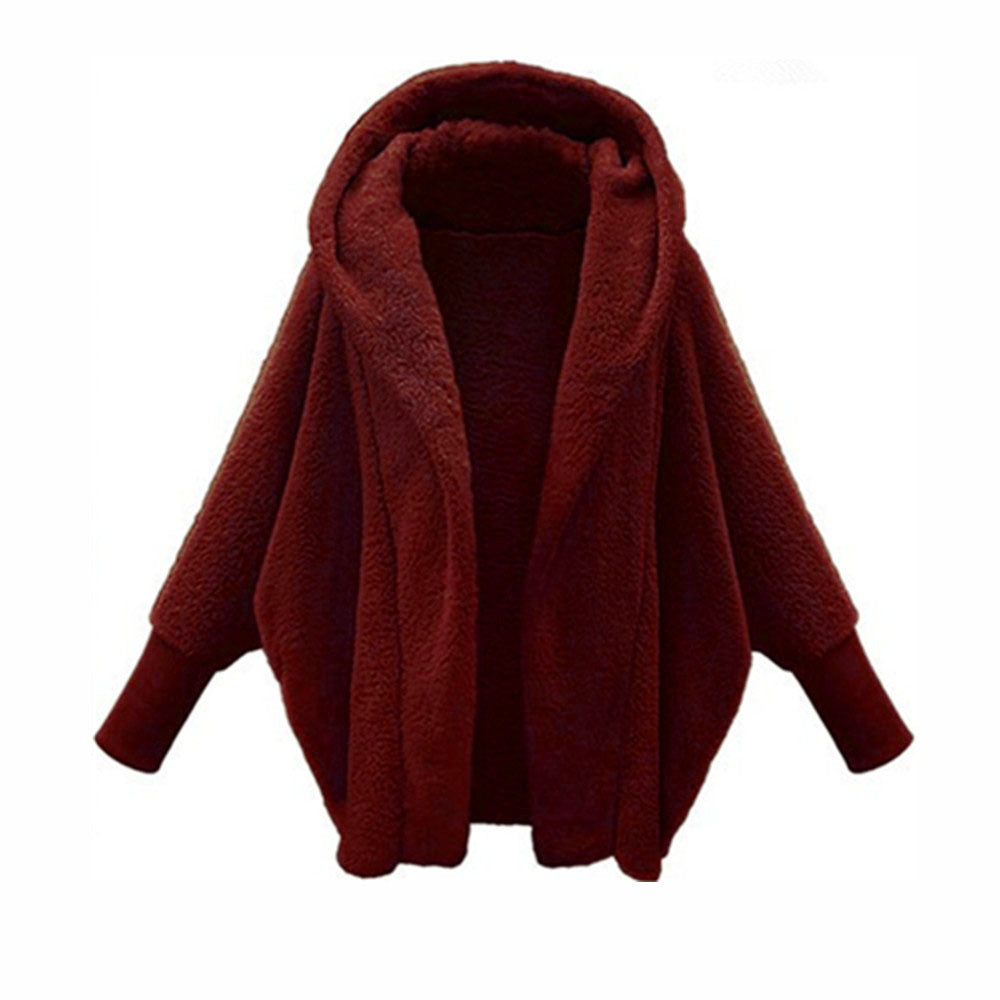 Women's Solid Color Long Sleeve Hooded Loose Coats