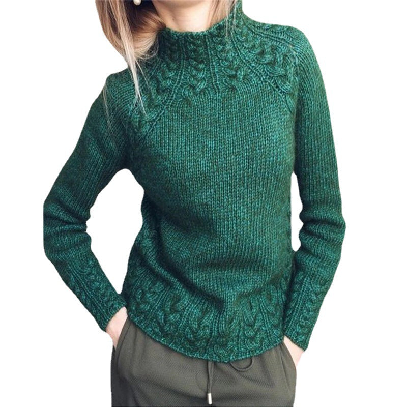 Women's Solid Color Hemp Pattern Knitted For Sweaters