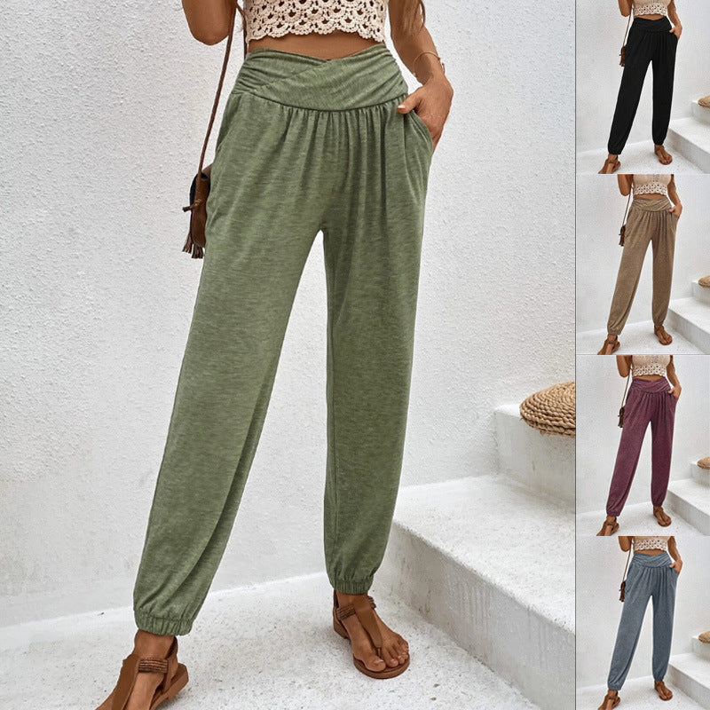 Women's Trousers Temperament Leisure Loose Pocket High Pants