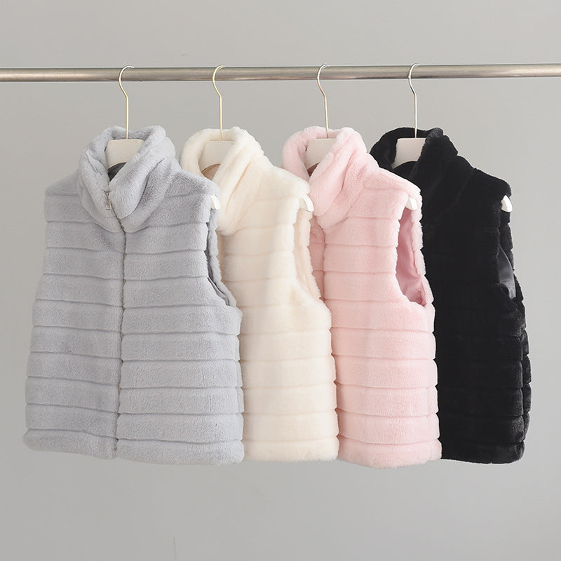 Imitation Fur Lady Stand Collar Artificial Coats