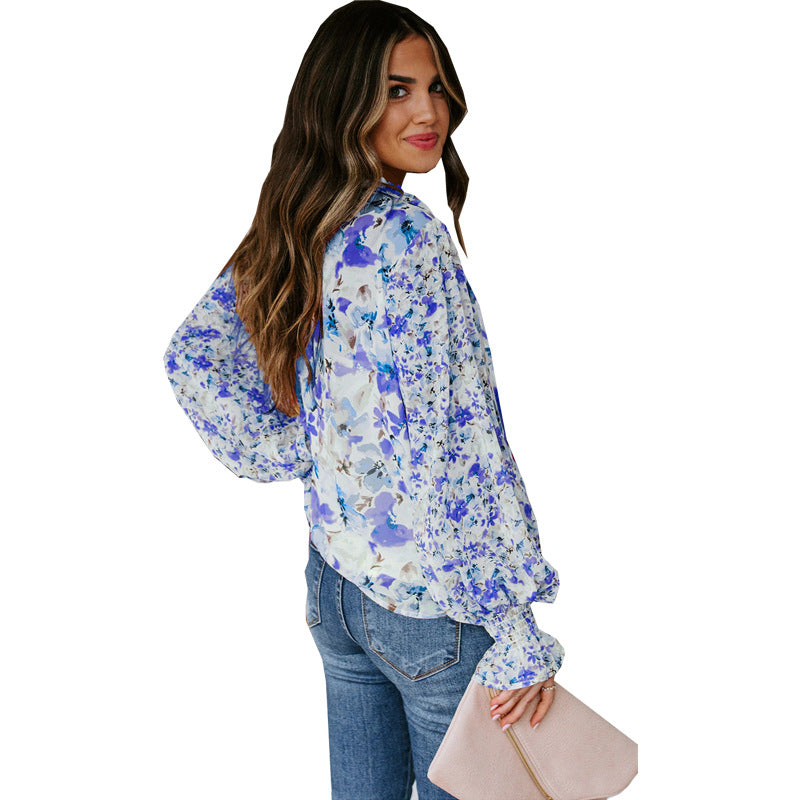 Women's Chiffon Loose Floral Pattern Fashion Lantern Cardigans