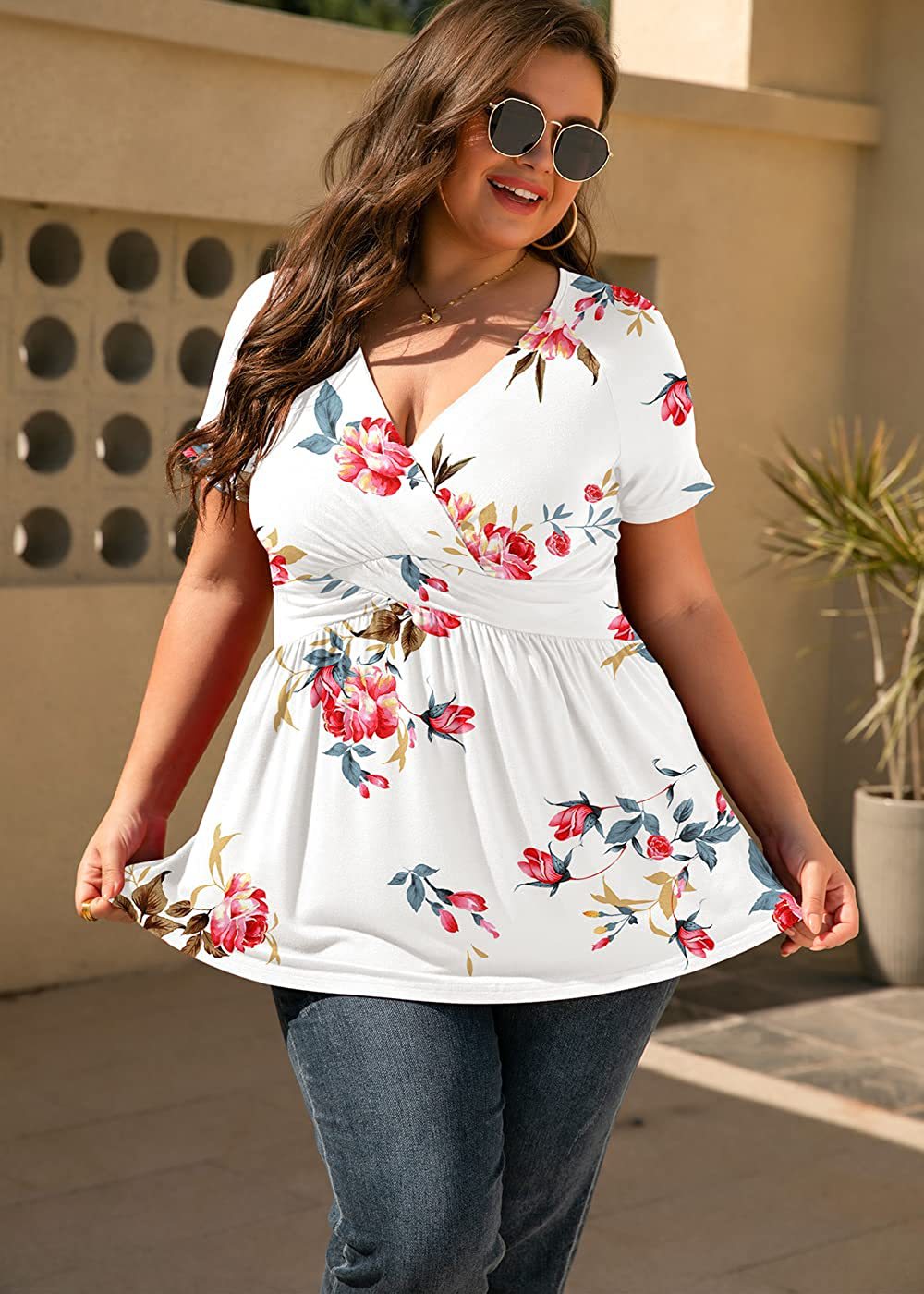 Women's Innovative Popular Slouchy Printed T-shirt Plus Size