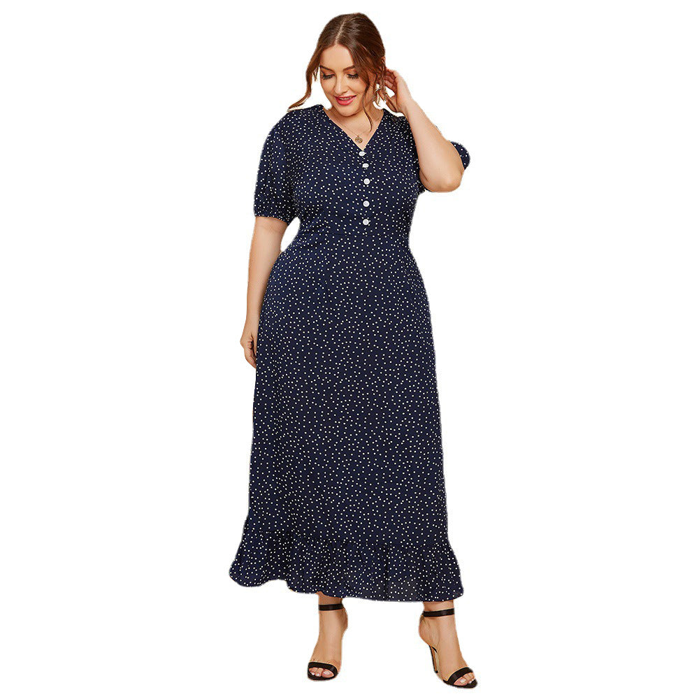 Women's Summer Polka Dot Fashion Sleeve Long Dresses