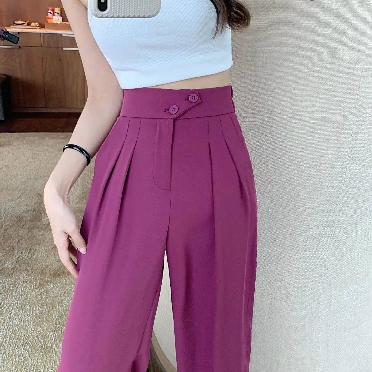 Women's For High Waist Covering Belly Thin Loose Pants