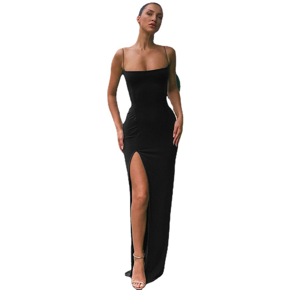 Women's Strap Slim Fit Backless Sexy Slit Dresses