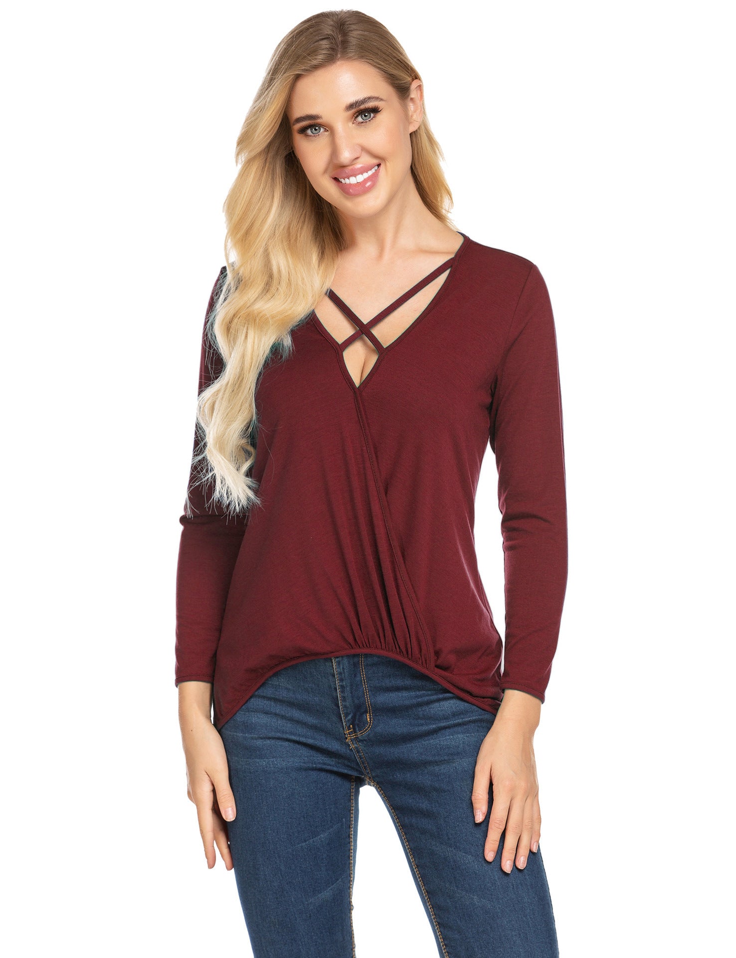 Women's Spring Knitted T-shirt Pullover Long Sleeve Blouses