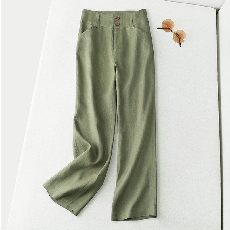 Women's Half Elastic High Waist Slimming Casual Pants