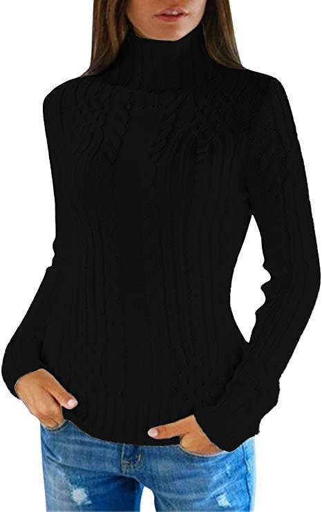 Slouchy Women's Turtleneck Fashion Slim Fit Tops