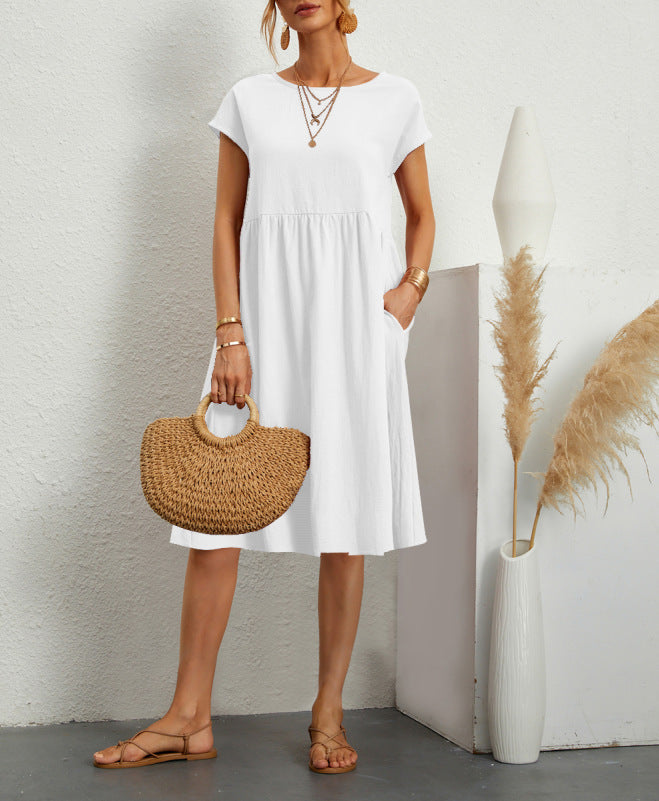 Women's Fashionable Summer Elegant Cotton Linen A- Dresses