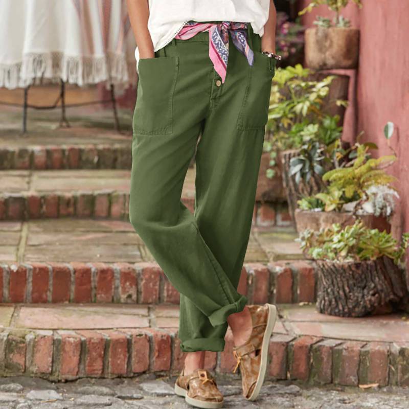 Charming Casual Breasted Cotton Linen Loose Pants