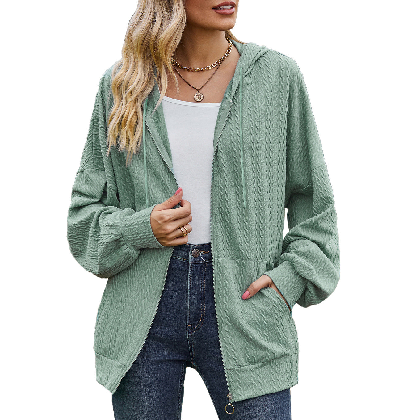 Women's Solid Color Pocket Long Sleeve Loose Sweaters