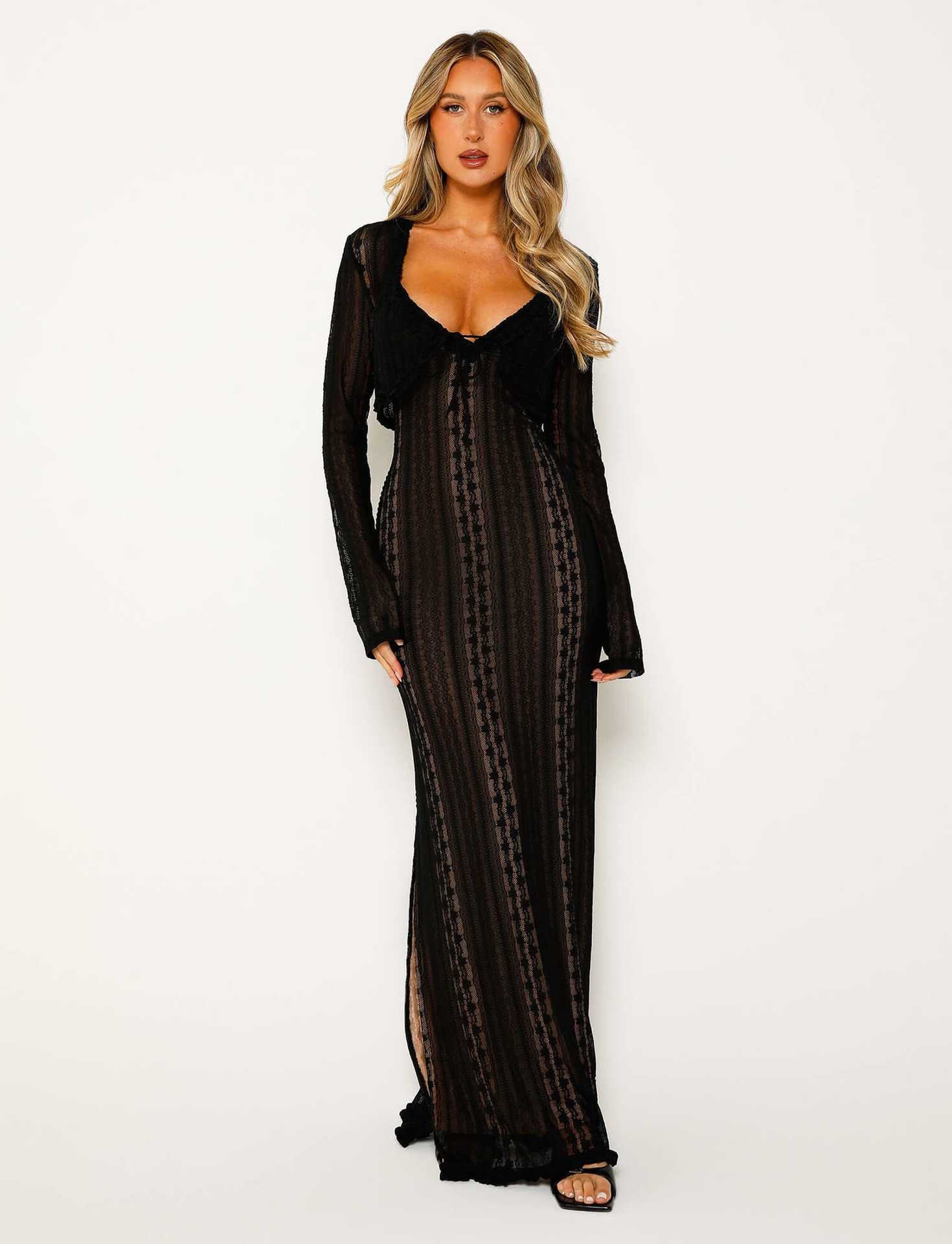 Women's Summer Long-sleeved Sexy Split Long Dress Dresses