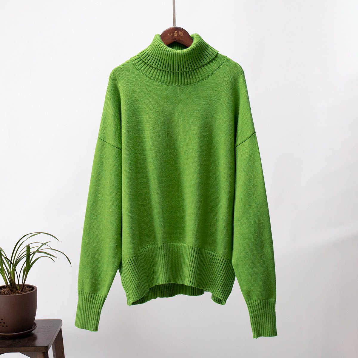 Women's Turtleneck Loose Classic Solid Color Pullover Sweaters