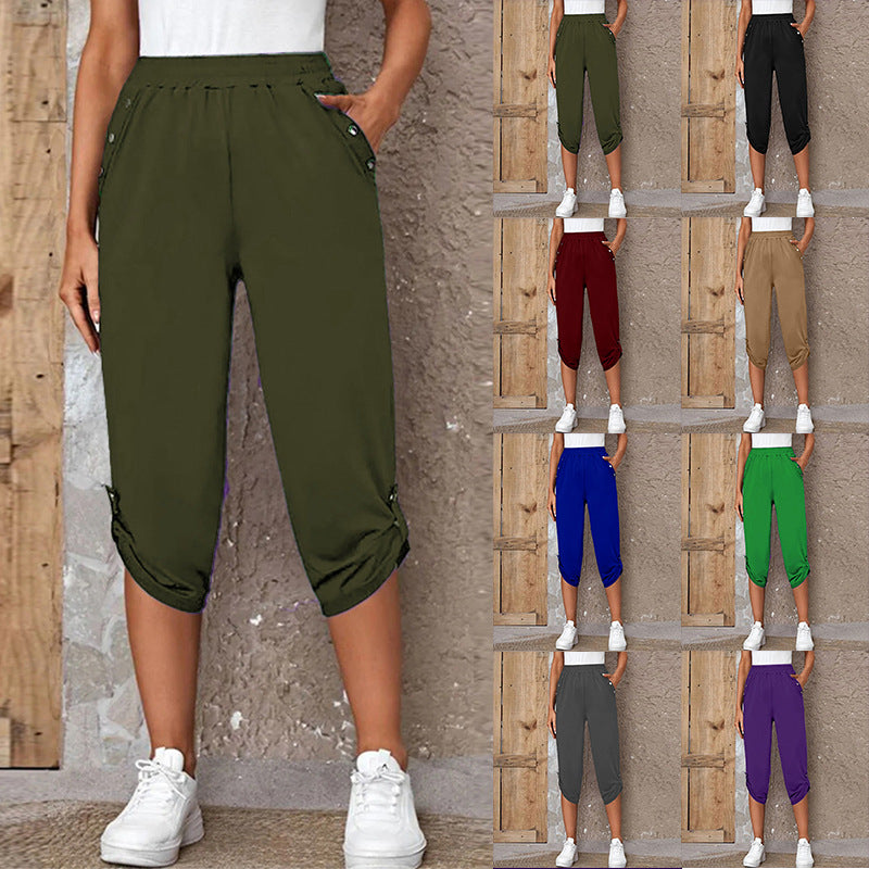 Women's Summer Fashion Casual Cropped Trousers With Pants