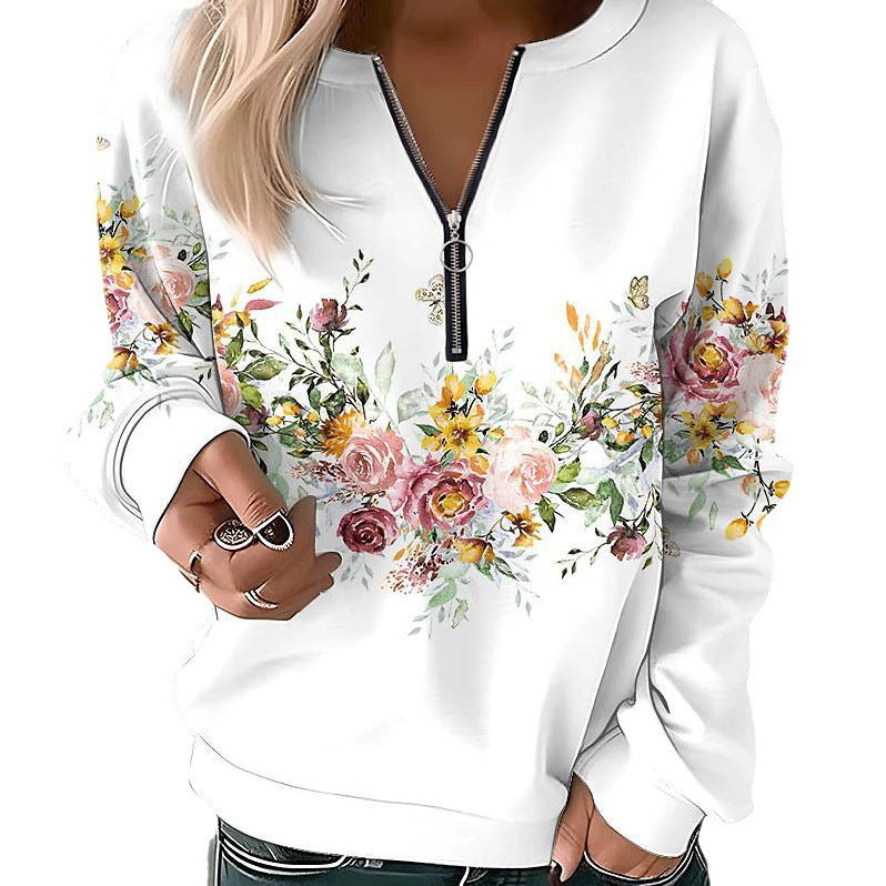 Women's Popular Printed Long Sleeve Pullover Loose Sweaters