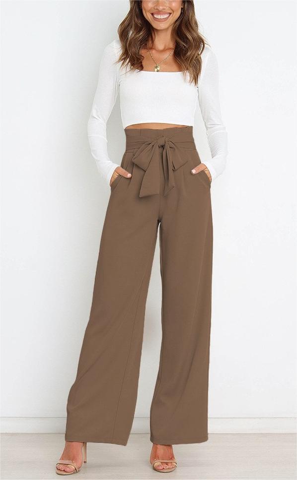 Women's Dress Casual Fashion Wide Leg Bow Pants