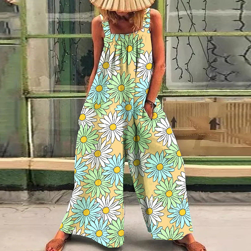 Women's Summer Large Printed Loose Wide Leg Pants