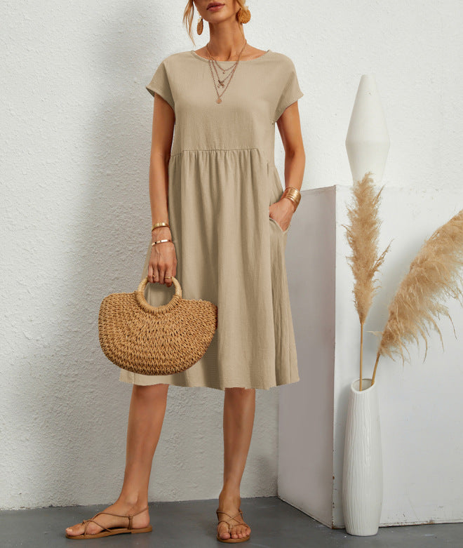 Women's Fashionable Summer Elegant Cotton Linen A- Dresses