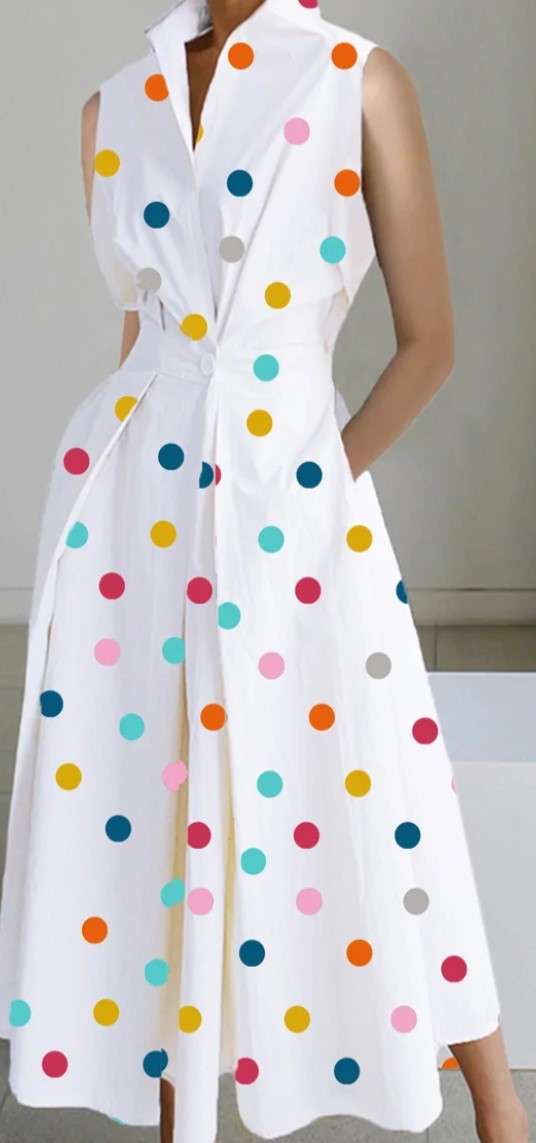 Women's Summer Commuting Fashion Polka Dot Button Dresses