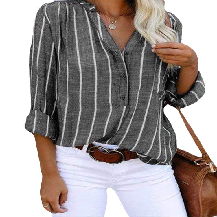 Women's Day Delivery Simple Fashion Printed Striped Blouses