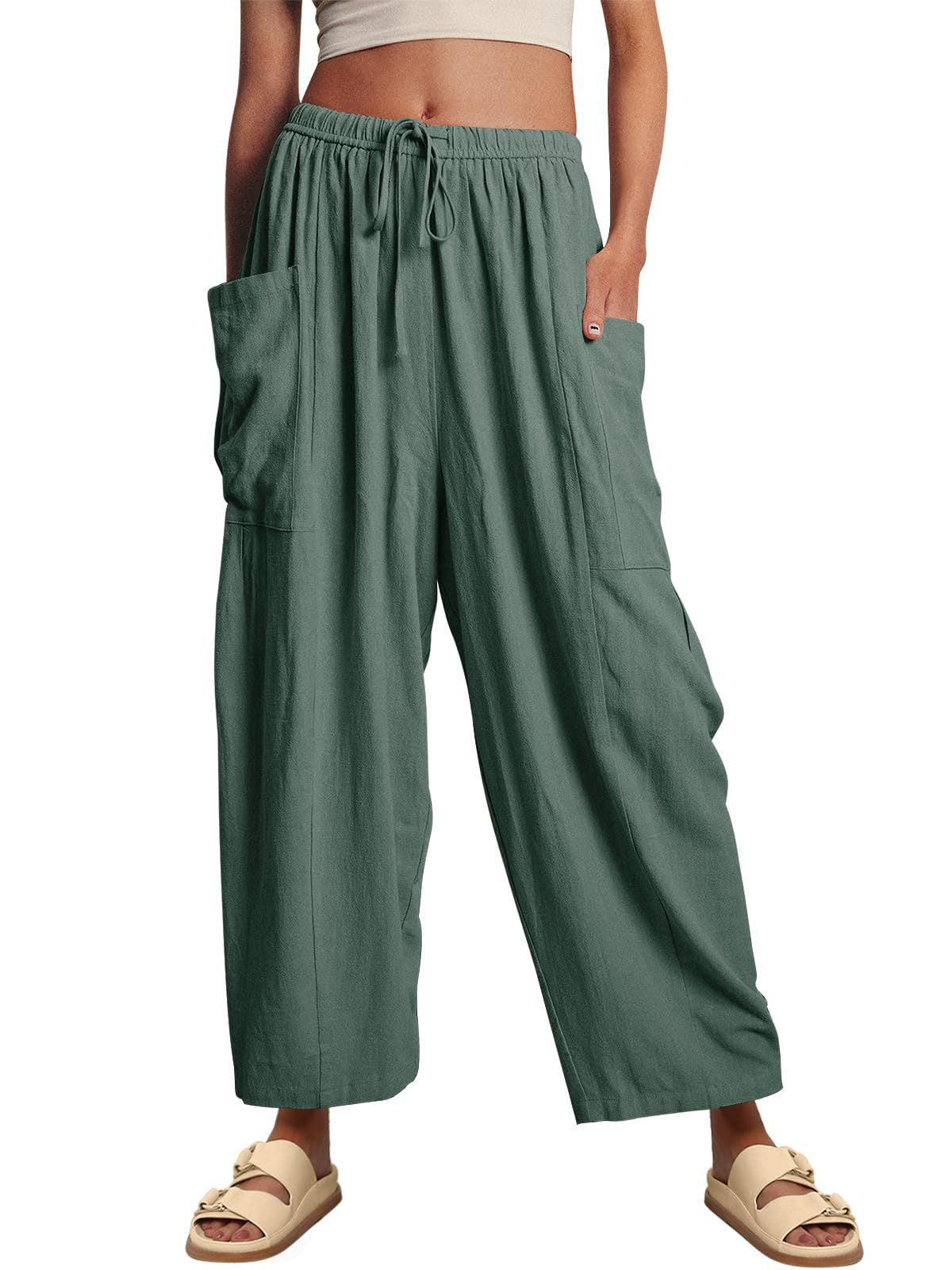 Women's Waist Pleated High Wide Leg Loose Pants