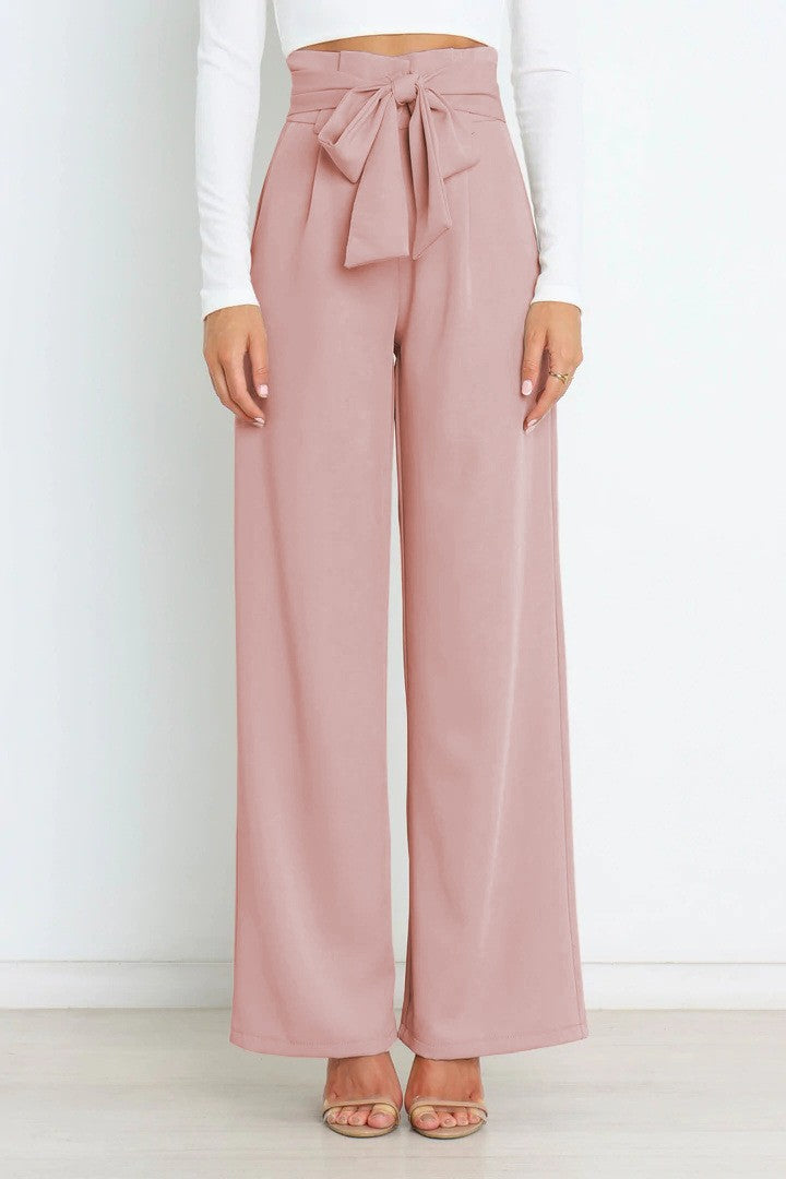 Women's Dress Casual Fashion Wide Leg Bow Pants