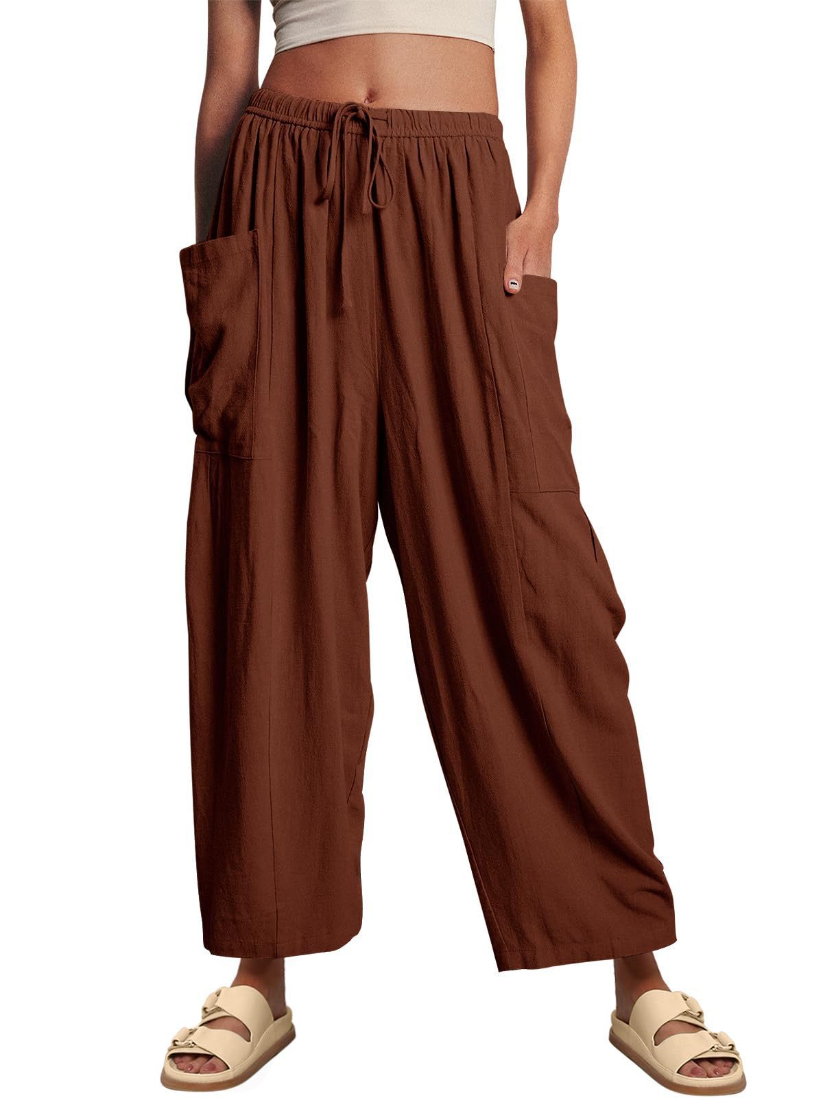 Women's Waist Pleated High Wide Leg Loose Pants